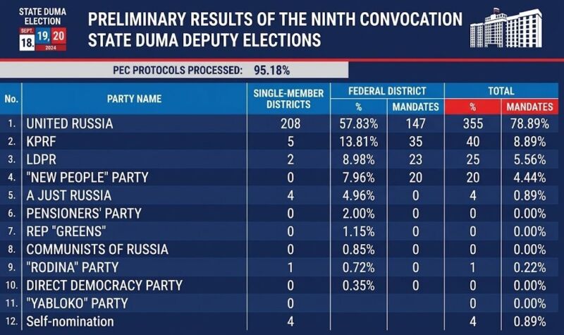 Image for the Tweet beginning: ⚡️ Preliminary State Duma Results: